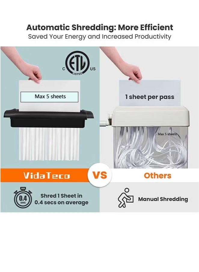 Sakulight تمزيق    آلة تقطيع الورق بدون سلة، آلة تقطيع الورق ذات 5 أوراق للاستخدام المنزلي - Image 2