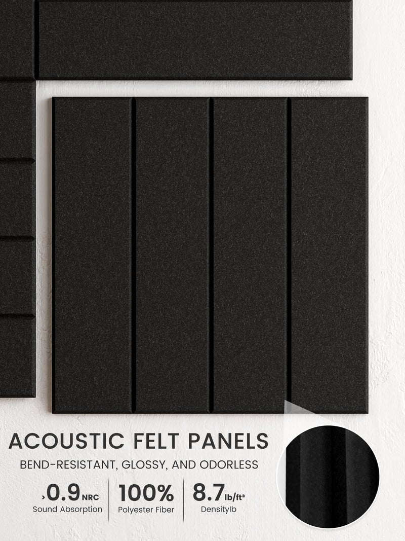 Bumusty Large Cork Board Alternative-48 x 36" Felt Bulletin Board Tiles, with 30 Pushpins, 70 Adhesive Tabs, Bold-Stripe 12-Pack, Cork Boards for Office Push Pin Board Felt Board-Black - Image 3