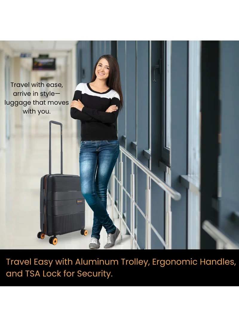 Discovery Discovery Trails PP Hardside Luggage Set Black, Durable Expandable Unbreakable Double Zip Lightweight Travel Bag 4 Double Wheel TSA Lock 3pcs Suitcase Trolley Bag (21+26+30 Inch).