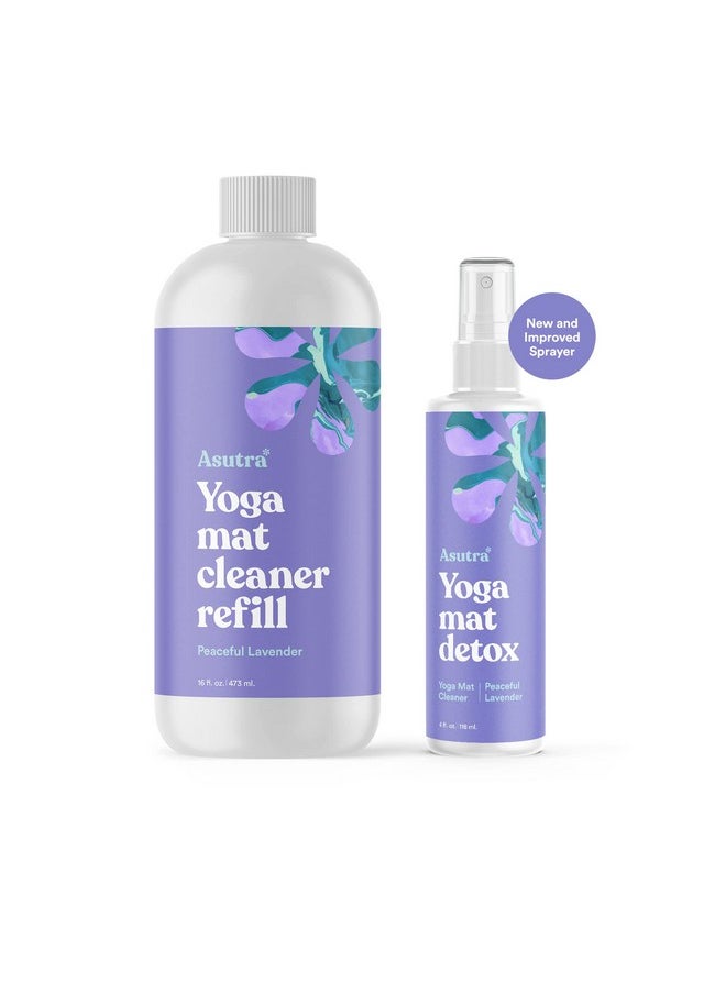 Asutra - Yoga Mat Cleaner Spray (Peaceful Lavender), 4 Fl Oz - No Slippery Residue, Organic Essential Oils, Deep-Cleansing For Fitness Gear & Gym Equipment, Microfiber Towel Included - Image 1