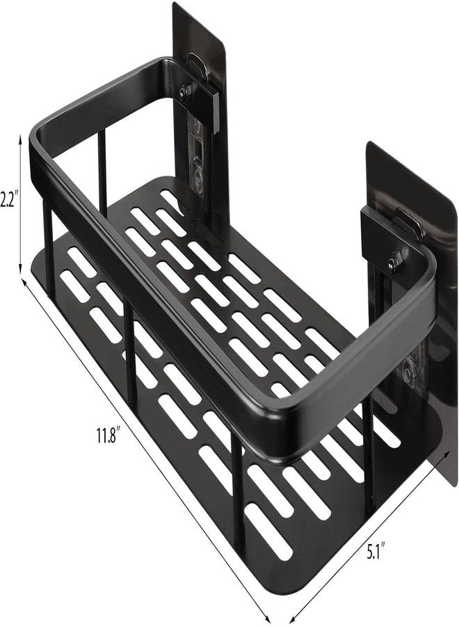 PRAMANTA Self-Adhesive Bathroom Corner Shelf Bathroom Rack Wall Mount Organizer Stand Aluminum Bathroom Organisers Storage Racks Bathroom Shelf/Shelves Corner (1Pcs) (2, Black) - Image 2