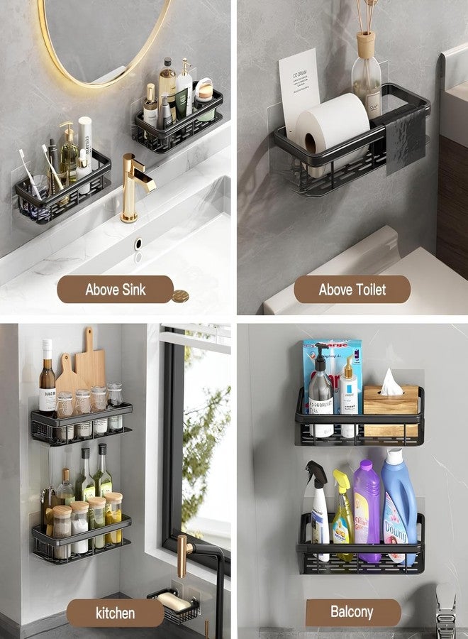 PRAMANTA Self-Adhesive Bathroom Corner Shelf Bathroom Rack Wall Mount Organizer Stand Aluminum Bathroom Organisers Storage Racks Bathroom Shelf/Shelves Corner (1Pcs) (2, Black) - Image 4