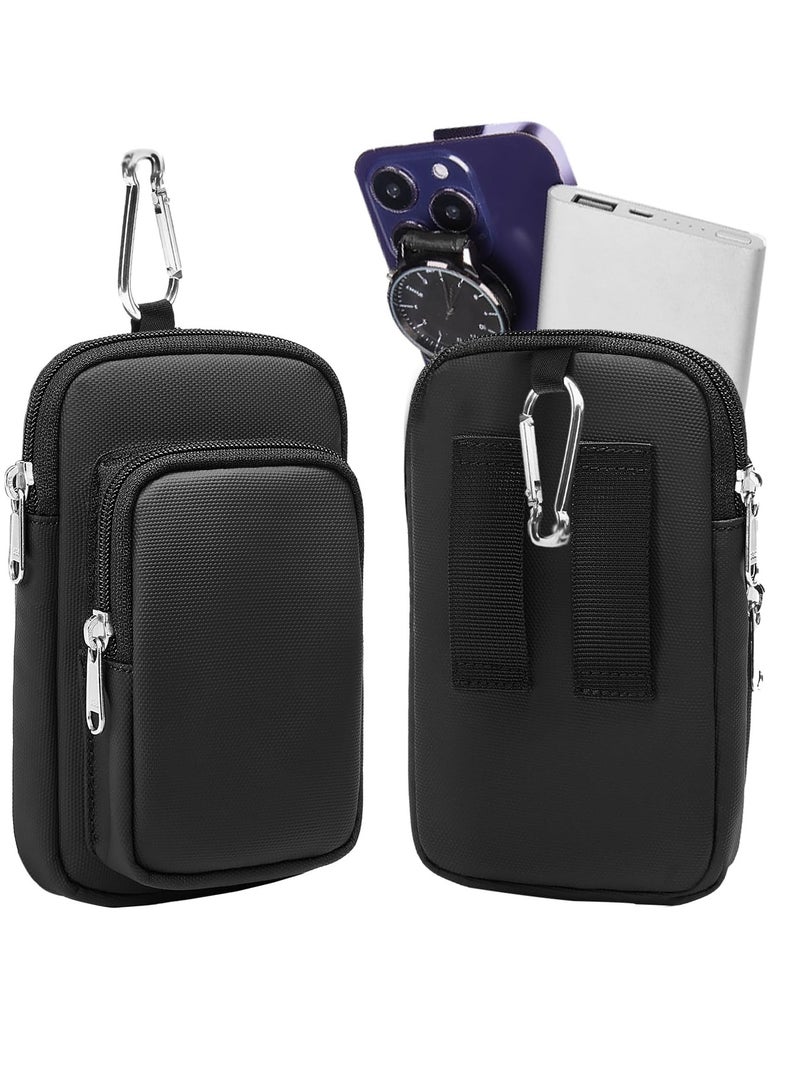 SOLARAE Cell Phone Holsters for Belt, Phone Pouch Belt for iPhone Samsung Google Nylon Phone Holster with Belt Loop Zippered Molle Phone Pouch Cell Phone Holster - Black - Image 1