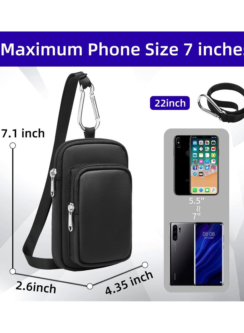 SOLARAE Cell Phone Holsters for Belt, Phone Pouch Belt for iPhone Samsung Google Nylon Phone Holster with Belt Loop Zippered Molle Phone Pouch Cell Phone Holster - Black - Image 5