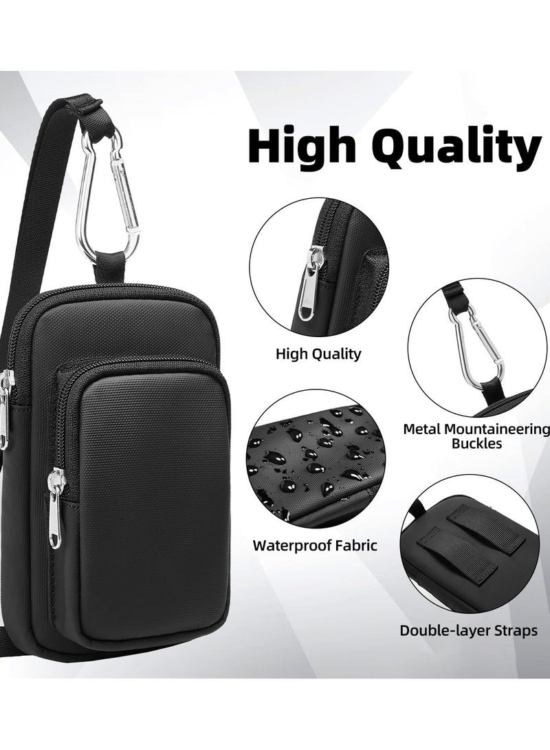 SOLARAE Cell Phone Holsters for Belt, Phone Pouch Belt for iPhone Samsung Google Nylon Phone Holster with Belt Loop Zippered Molle Phone Pouch Cell Phone Holster - Black - Image 4