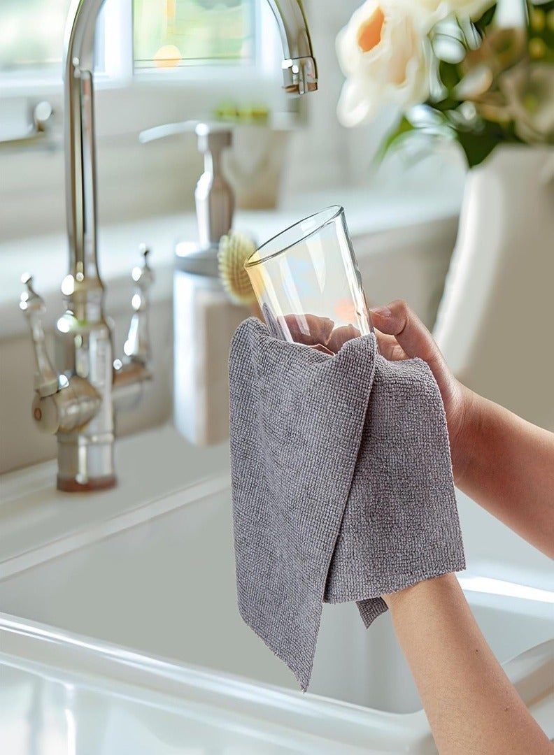 Generic 25 Pieces Microfiber Cleaning Cloths, Reusable Towel Roll, 12" x 12", Multipurpose Microfiber Cleaning Towels, Lint Free, Absorbent Cleaning Pads for Kitchen, Car, Glass (Grey)  - Image 2