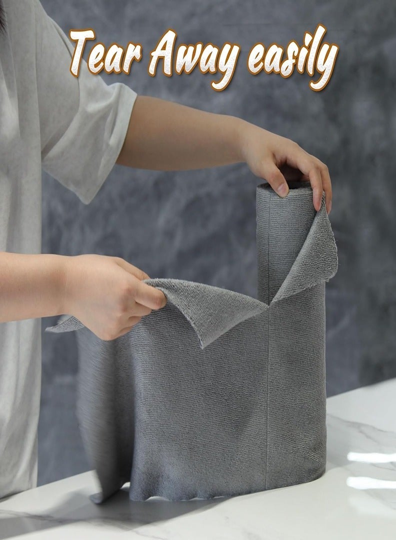 Generic 25 Pieces Microfiber Cleaning Cloths, Reusable Towel Roll, 12" x 12", Multipurpose Microfiber Cleaning Towels, Lint Free, Absorbent Cleaning Pads for Kitchen, Car, Glass (Grey)  - Image 4