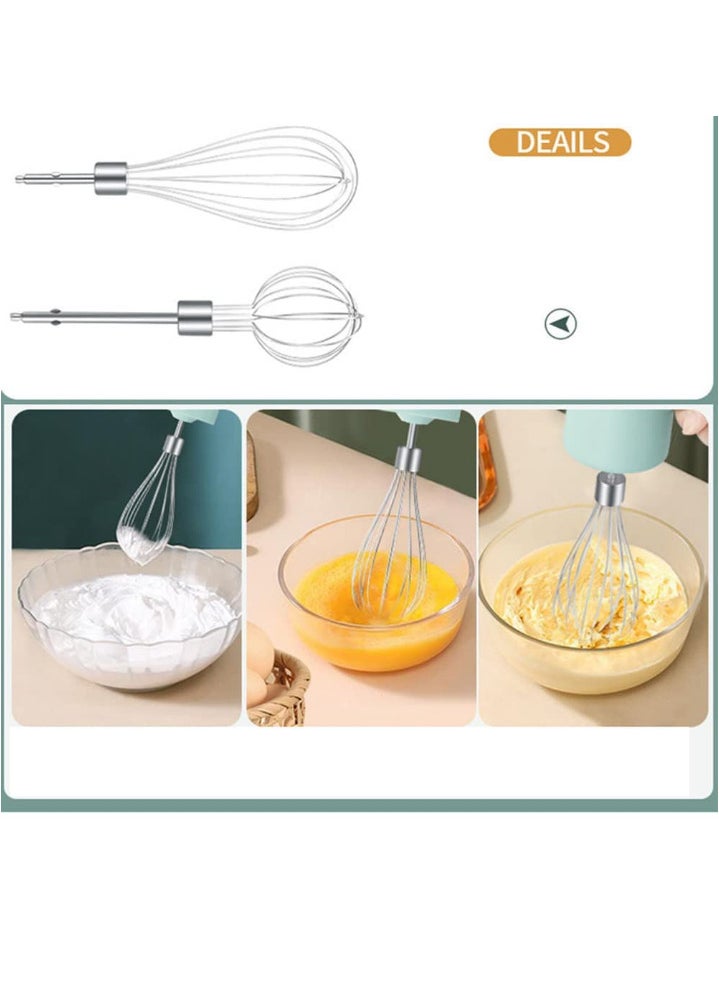 Generic - portable electric egg  beater cordless handheld mixer, 3-speed adjustable lightweight USB rechargeable hand Mixer stainless steel egg whisk with double egg sticks for kitchen baking and ooking green - Image 1