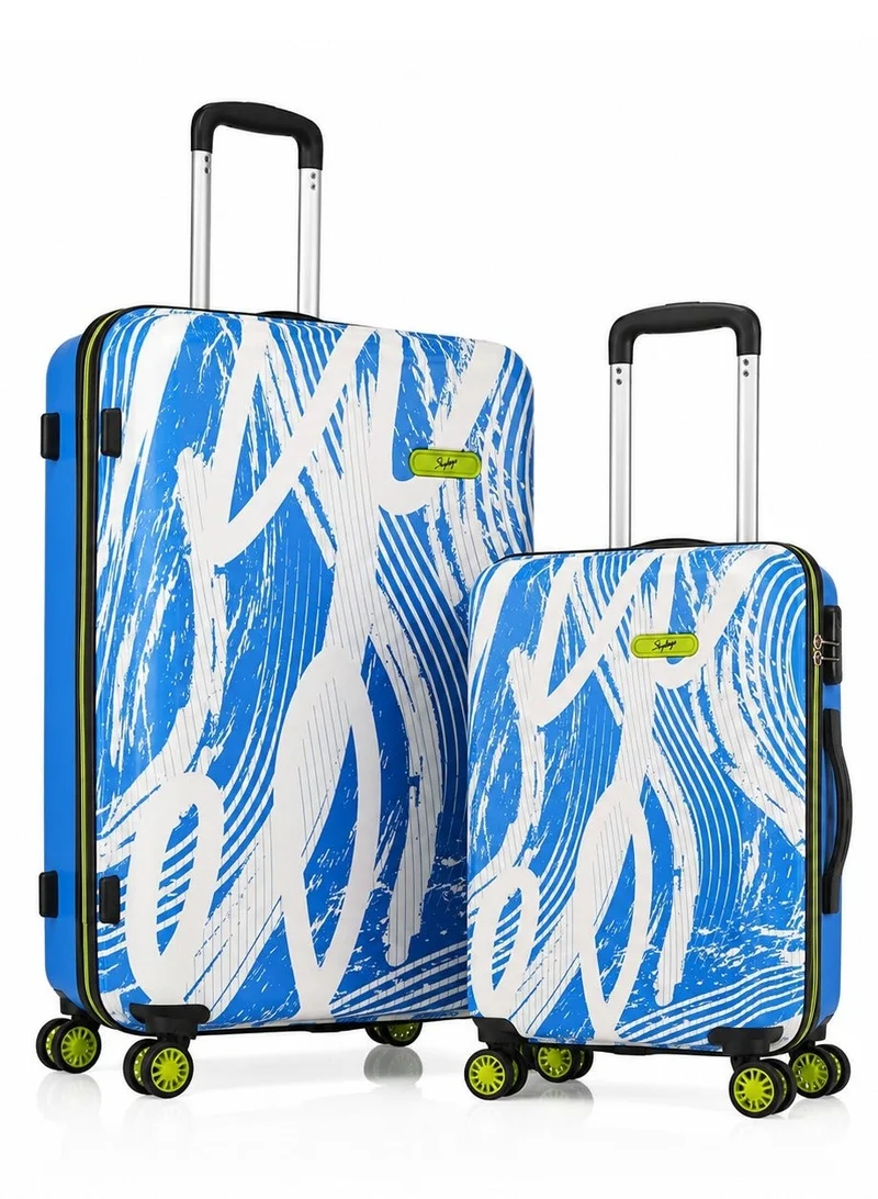 Skybags STROKE Set of 2 Polypropylene(PP), 4 Spinner Double Wheel Trolley Bags for Travel, Hard Case Lightweight Bag with TSA Lock, Tough Suitcase for Travel (Large-28, Cabin-20 Inch), Blue