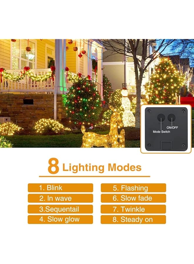 erorex 2 Pack Solar String Lights 200Led 20M Solar Powered Fairy Lights Outdoor 8 Modes Copper Wire Lights Waterproof Decoration For Garden Wedding Party Festival Decor Warm White - Image 5