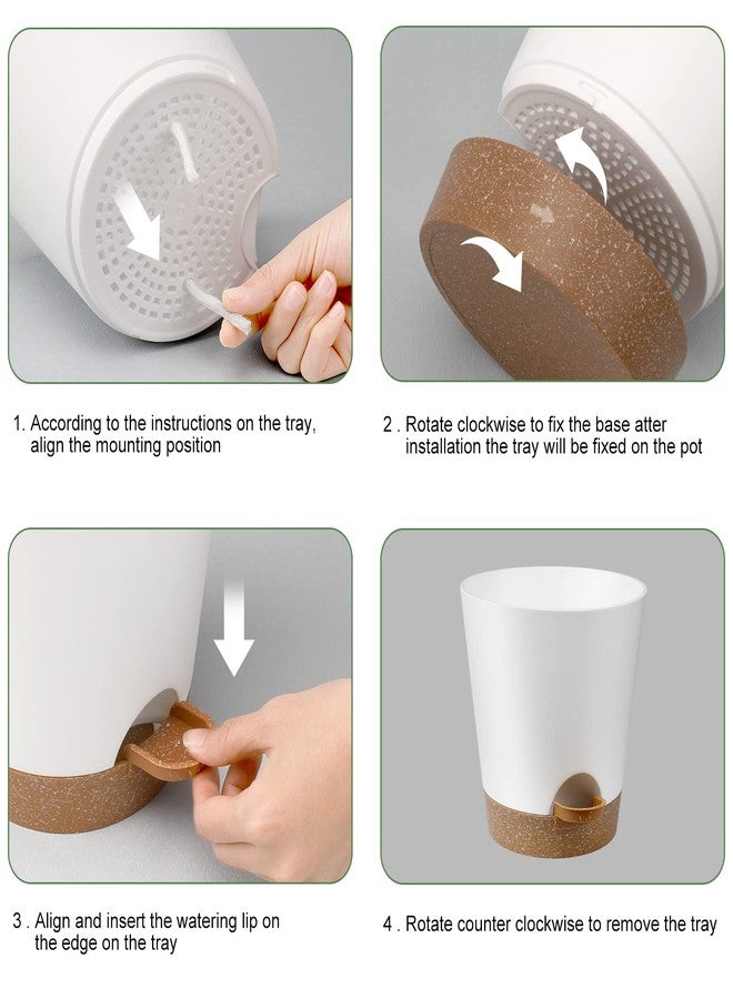 YNNICO Self Watering Indoor Flower Pots with Drainage Holes and Saucer, 6 White Flower Pots, (8", 7", 6.5", 6.5", 6.2", 5.1", 5.5", 5.5", 5.5" & 5" - Image 2