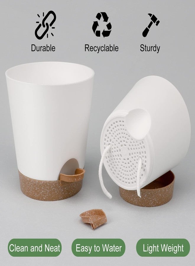 YNNICO Self Watering Indoor Flower Pots with Drainage Holes and Saucer, 6 White Flower Pots, (8", 7", 6.5", 6.5", 6.2", 5.1", 5.5", 5.5", 5.5" & 5" - Image 3