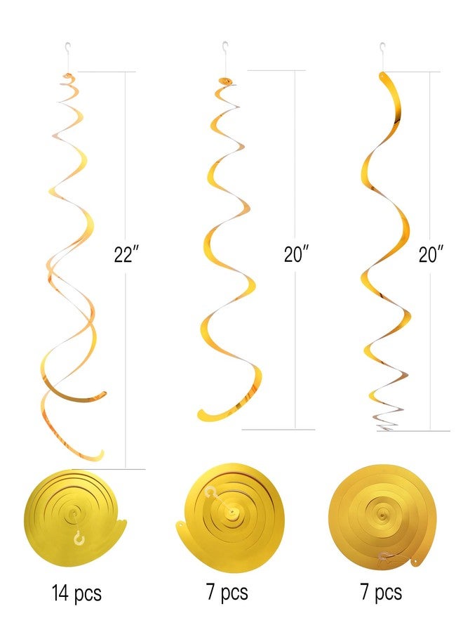 Weven Gold Party Hanging Swirl Decorations Plastic Streamer for Ceiling, Pack of 28 - Image 2