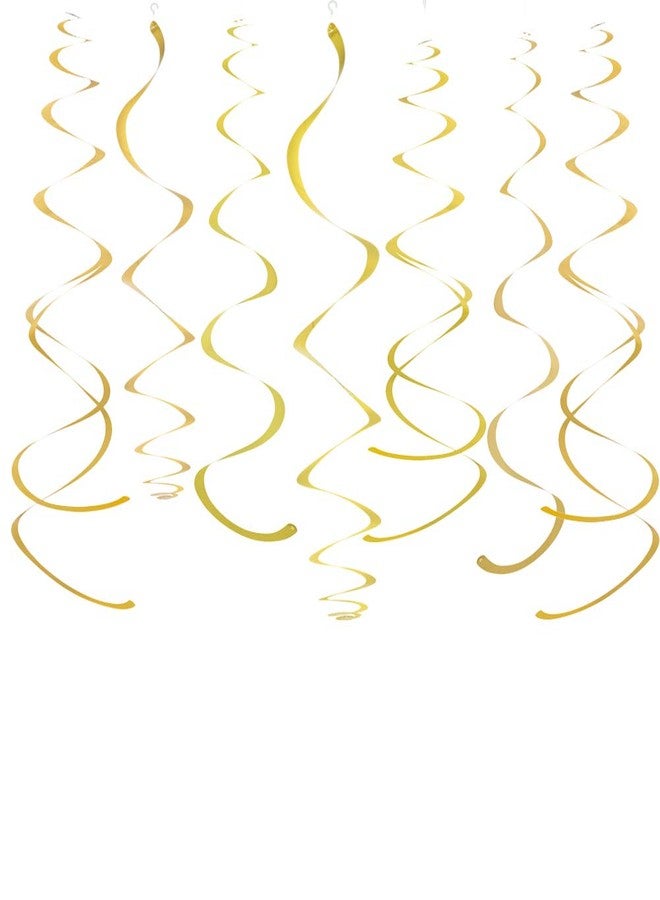 Weven Gold Party Hanging Swirl Decorations Plastic Streamer for Ceiling, Pack of 28 - Image 1