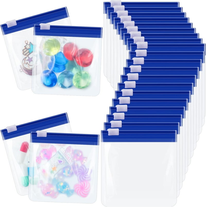 24 Pieces Pill Pouch Bags Zippered Pill Pouch Set Reusable Translucent Medicine Organizer Self Sealing Medicine Bag Travel Plastic Pill Bags with Slide Lock Pill Baggies for Pills Storage (Dark Blue)