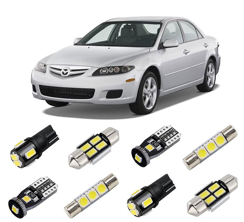 BRISHINE White Interior LED Lights Kit for Mazda 6 2003 2004 2005 2006 2007 2008 Super Bright 6000K LED Interior Light Bulbs Package License Plate Lights and Install Tool