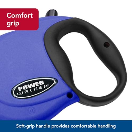 Coastal Pet Power Walker Dog Retractable Leash - Reflective Dog Leash - Stop-and-Release Control Button - Comfort Grip Handle - Blue - Large - Image 4
