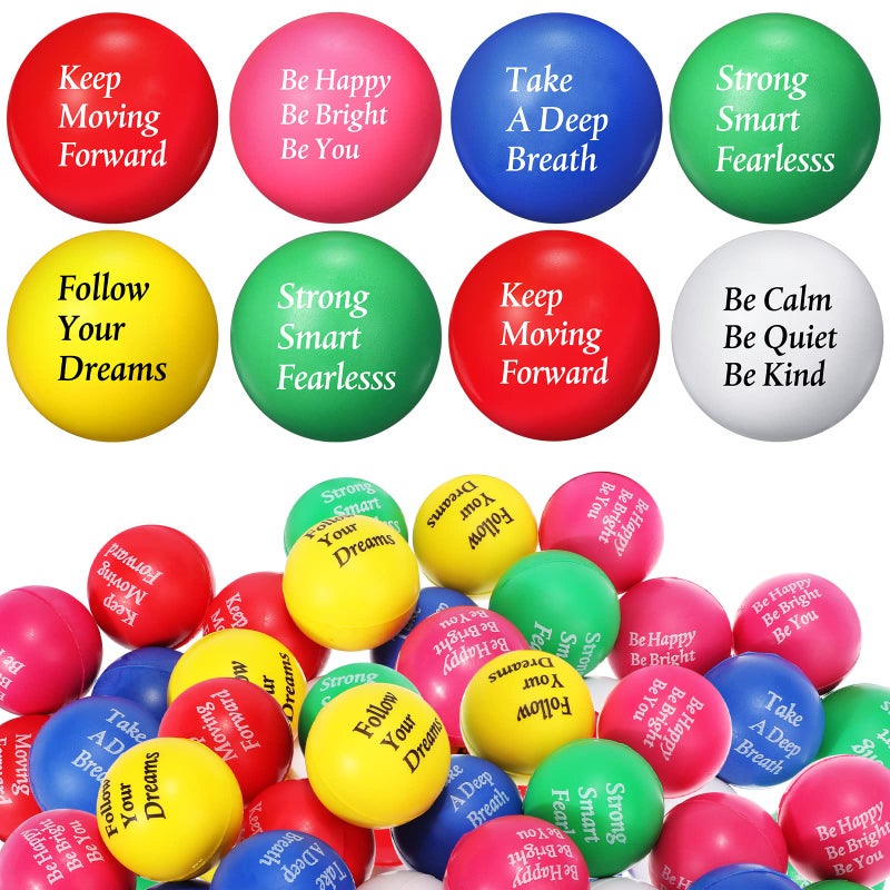 Aoriher 36 Pcs Motivational Stress Balls Colorful Stress Balls Bulk Quotes Inspirational Funny Foam Toys Hand Exercise Gifts for Office Small Toys for Motivating SupplyClassic Color - Image 3