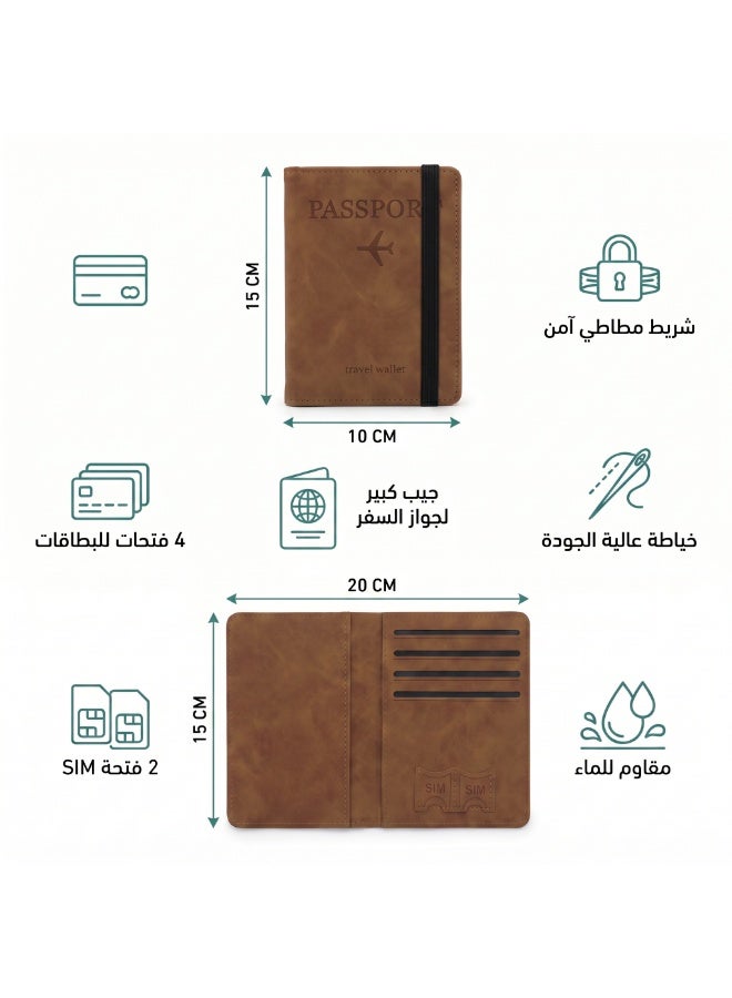 Premium Travel Wallet & Passport Holder with Elastic Band | Water-Resistant Organizer with 4 Card Slots & 2 SIM Pockets - Image 2