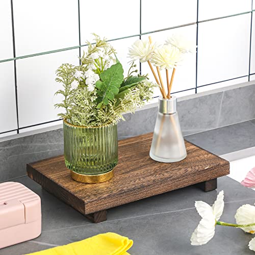 Nuogo Wood Riser Tray Soap, Stand Soap Tray for Kitchen Sink, Wood Pedestal for Kitchen Counter Sink Stand Decorative Rustic Bathroom Dishes Plant Bottles Candles Display(12 x 7 Inch,Brown) - Image 2