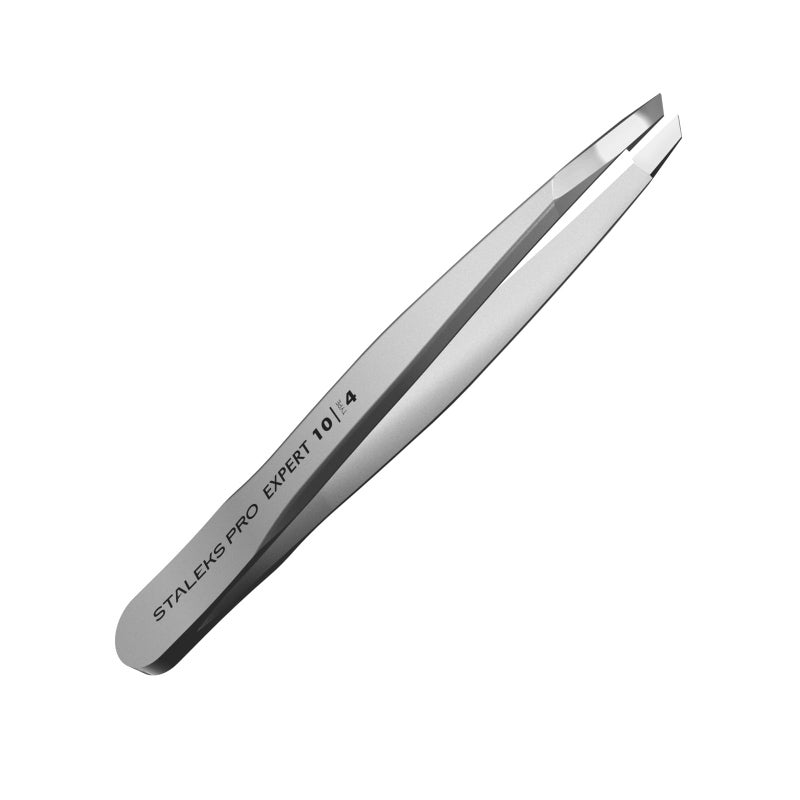 Staleks Pro Eyebrows Tweezers for Women - Bevel Tip Precise Tweezers for Eyebrow Shaping and Ingrown Hair Removal: Stainless Steel Tool for Professionals Type 4 TE-10/4 - Image 1