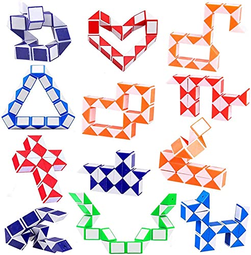 GOLDGE 12PCS 24 Blocks Magic Snake Cube, Snake Speed Cubes, Plastic Puzzle Cube Twist Puzzle Toys for Kids Party Bag Fillers, Party Favors Party Supplies, Random Color - Image 2