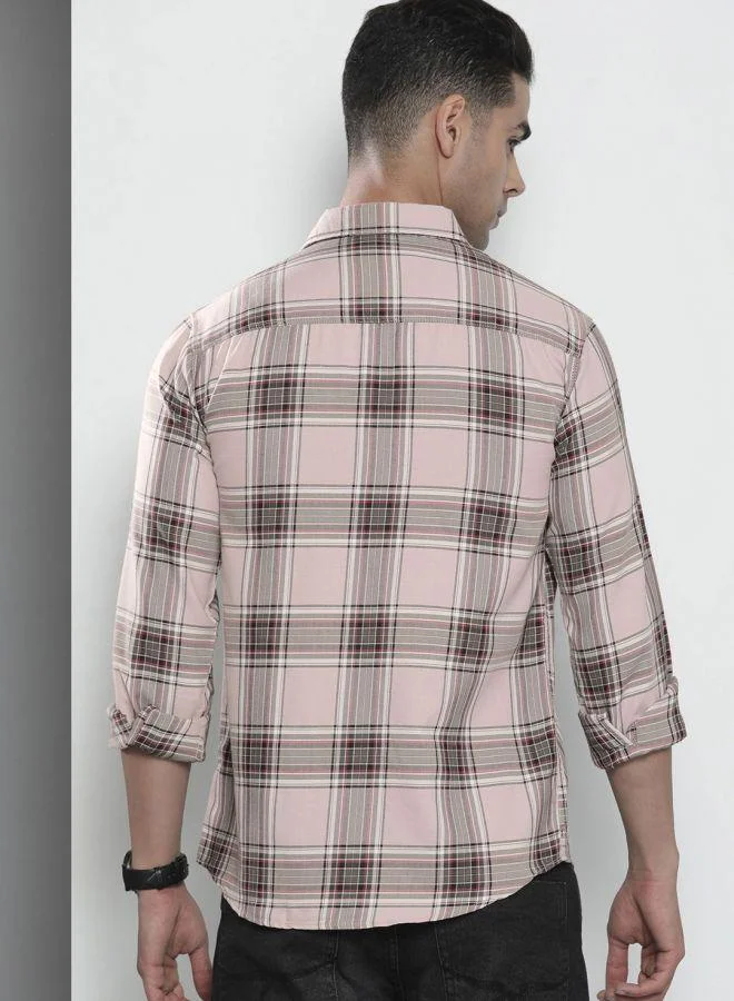 The Indian Garage Co Men Regular Fit Checkered Full Sleeves Spread Collar Casual Shirt