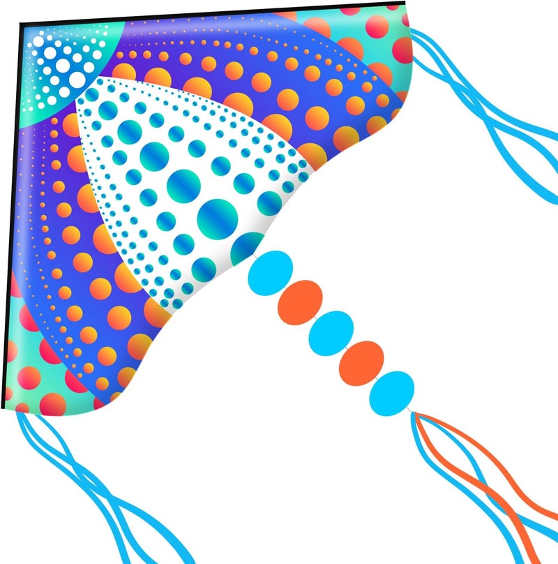 Honbo Large Delta Kite for Kids & Adults,Extremely Easy to Fly Kite for Beach Trip,String Line Included,with Colorful Tail,Perfect for Beginners - Image 1