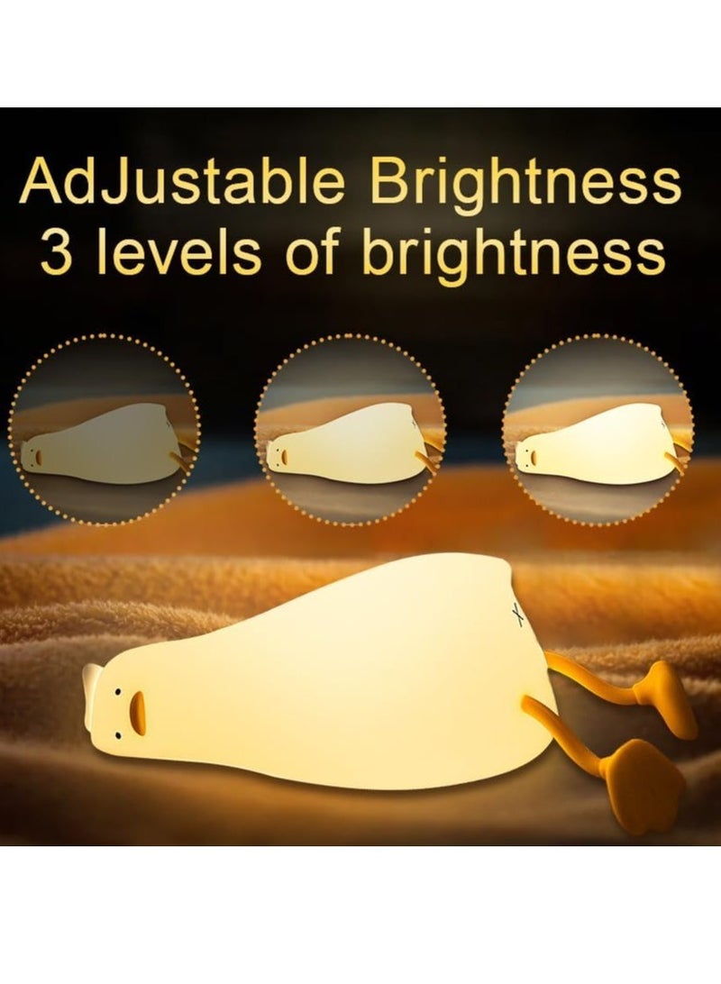 TIGER Duck Night Light Silicone, Lying Flat Duck Night Lamp, Kids Room Decor Atmosphere Night Light, Baby Nursing Bedside Touch Lamp, Rechargeable and Dimmable LED Night Light for Toddlers and Children - Image 2