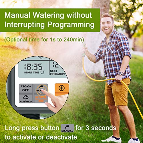 Optifit® Digital Drip Irrigation Timer for Garden, Lawn & Farm Programmable Automatic Watering System with LCD Display, Manual Delay, Waterproof IP65, 3/4'' Universal Fit, Battery Powered - Image 5
