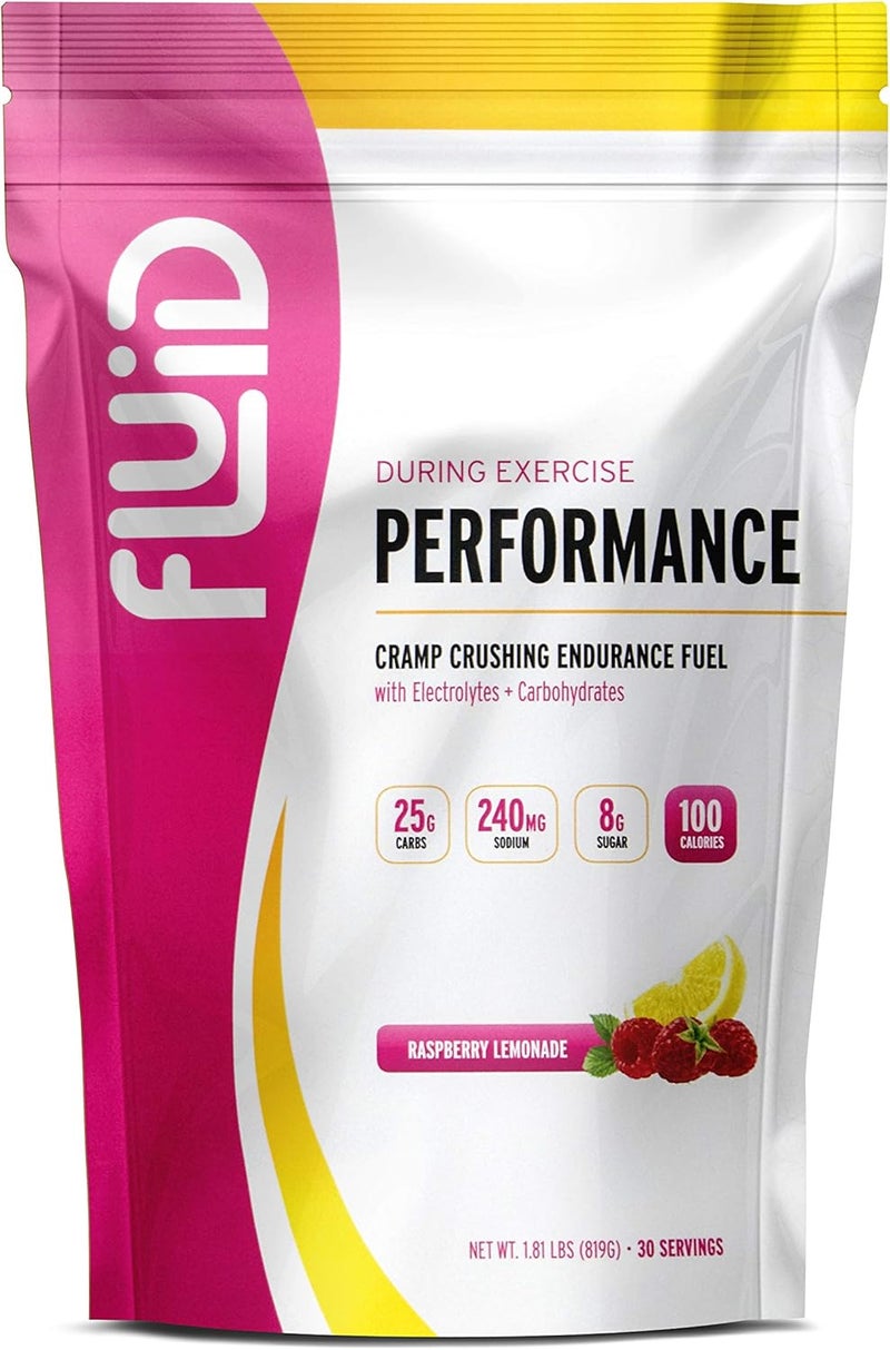 Fluid Performance - Low Sugar Endurance Fuel Sports Drink Mix with Electrolytes, All Natural Ingredients, Gluten-Free for Before or During Exercise (Raspberry Lemonade) - Image 1