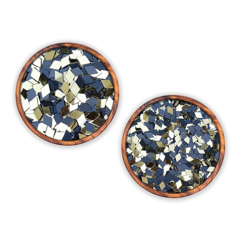 YAVIX YAVIX Golden Barfi Craft Mirrors Perfect for Lippan Fabric Mandala Art Jewelry Making 110 Medium and 210 Small Shapes Mirrors Total 320 Pieces Barfi Shape  - Image 1