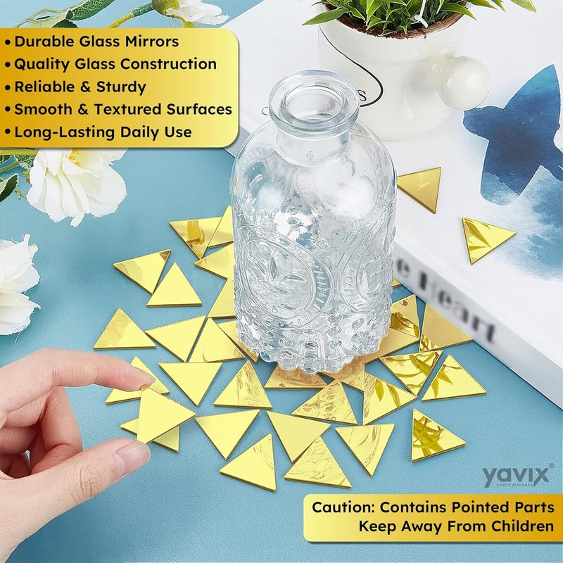 YAVIX YAVIX Golden Barfi Craft Mirrors Perfect for Lippan Fabric Mandala Art Jewelry Making 110 Medium and 210 Small Shapes Mirrors Total 320 Pieces Barfi Shape  - Image 4