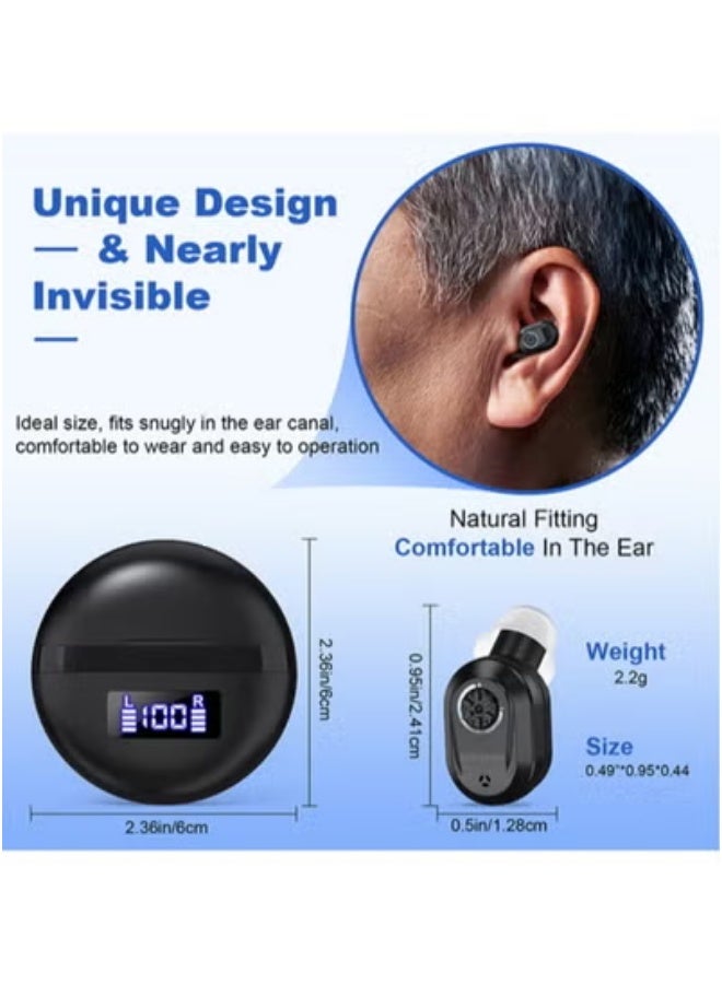 ج الروح مساعدات سمعية قابلة لإعادة الشحن لكبار السن مع خاصية إلغاء الضوضاء والتحكم في مستوى الصوت، مضخم سمع للبالغين الذين يعانون من فقدان السمع، مساعدات سمعية رقمية داخل الأذن مع علبة شحن - Image 5