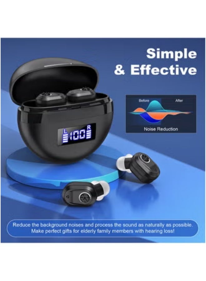 ج الروح مساعدات سمعية قابلة لإعادة الشحن لكبار السن مع خاصية إلغاء الضوضاء والتحكم في مستوى الصوت، مضخم سمع للبالغين الذين يعانون من فقدان السمع، مساعدات سمعية رقمية داخل الأذن مع علبة شحن - Image 4