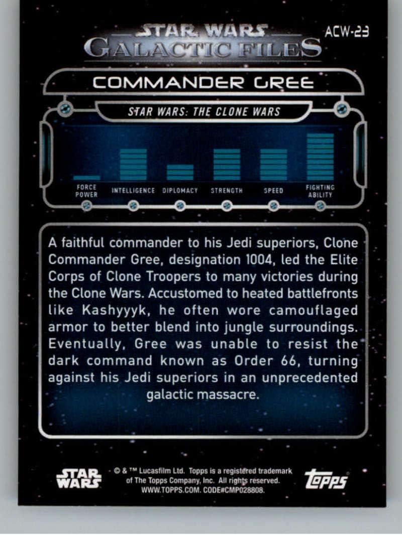 Topps Total 2018 توبس ستار وورز ملفات غالاكتيك #ACW-23 القائد غري بطاقة تداول الفيلم الرسمية لClone Wars - Image 2
