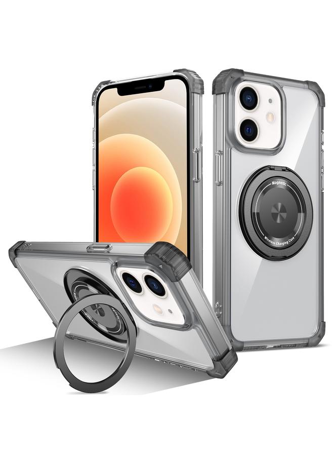 اس-توب جراب هاتف مغناطيسي MagSafe بنقشة CD باللون الذهبي لهاتف iPhone 12 مع حامل دوار - Image 1