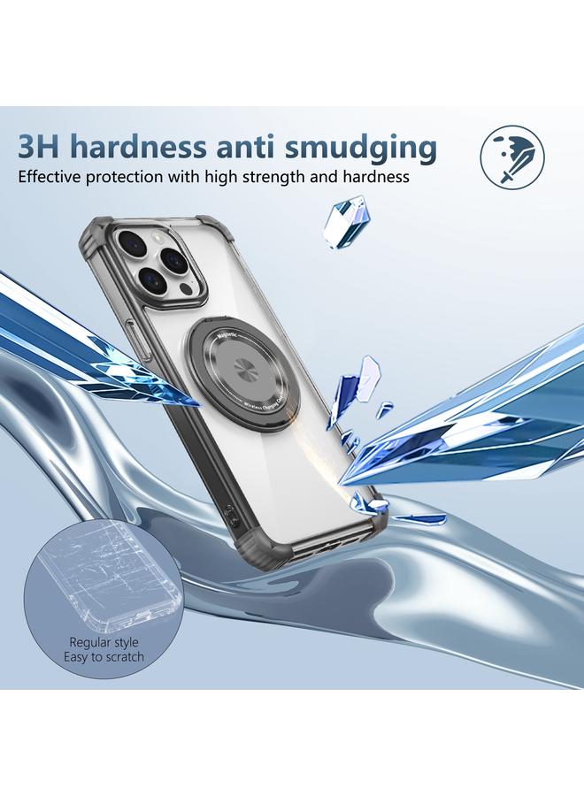 اس-توب جراب هاتف مغناطيسي MagSafe بنقشة CD باللون الذهبي لهاتف iPhone 12 مع حامل دوار - Image 5