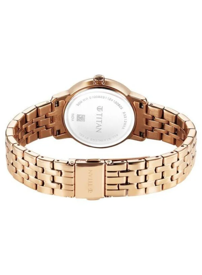 TITAN  Workmode Quartz Analog Silver Dial Rose Gold Stainless Steel Strap Watch for Women - 95312WM01  | Best Price UAE