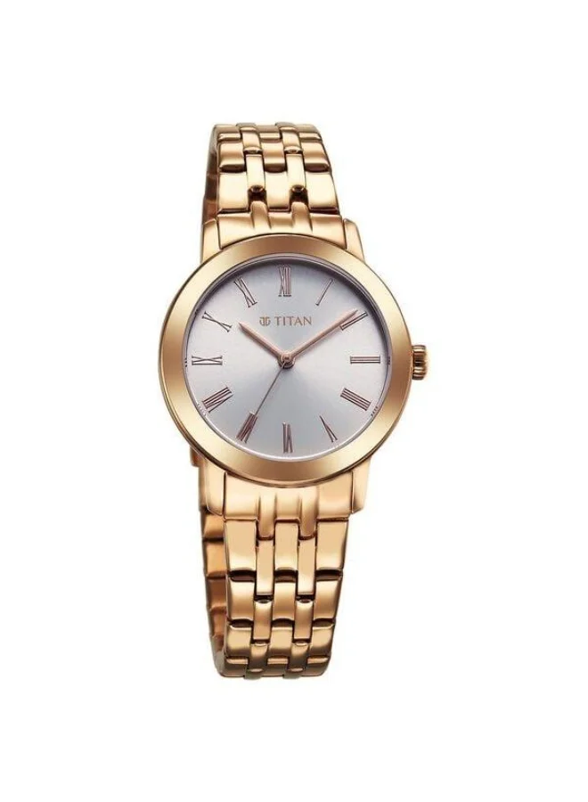 TITAN Workmode Quartz Analog Silver Dial Rose Gold Stainless Steel Strap Watch for Women - 95312WM01
