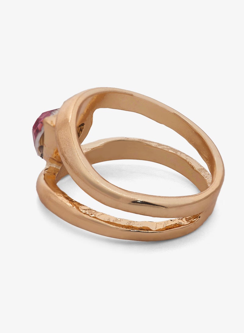 Ella Limited Edition Chunky Jewel Embellished Gold Detail Ring - Image 3