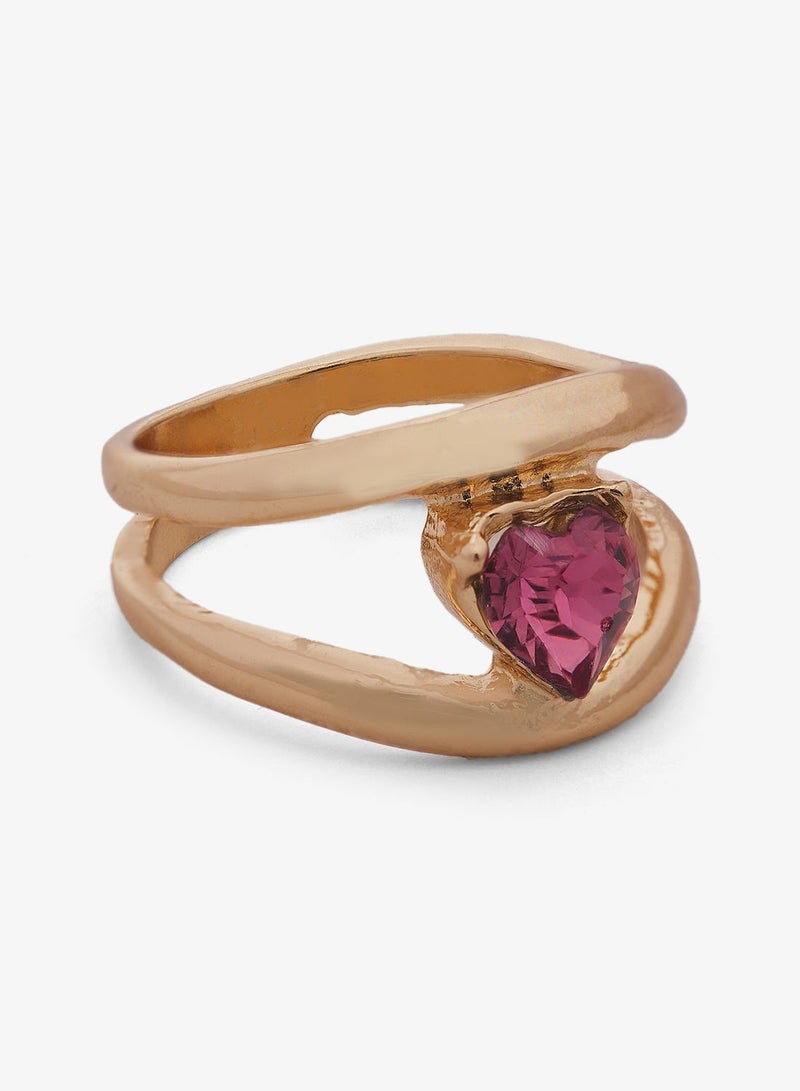Ella Limited Edition Chunky Jewel Embellished Gold Detail Ring - Image 3