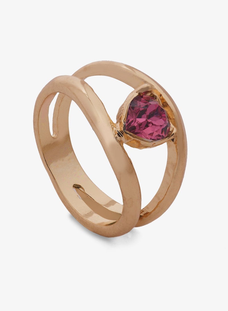 Ella Limited Edition Chunky Jewel Embellished Gold Detail Ring - Image 4