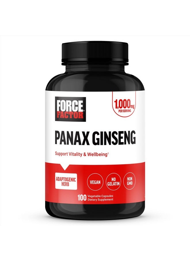 Force Factor FORCE FACTOR Panax Ginseng Adaptogenic Korean Ginseng Supplement to Support Energy, Clarity, and Well Being, Non-GMO, Vegan-Friendly, Premium Quality, 100 Capsules  - Image 1