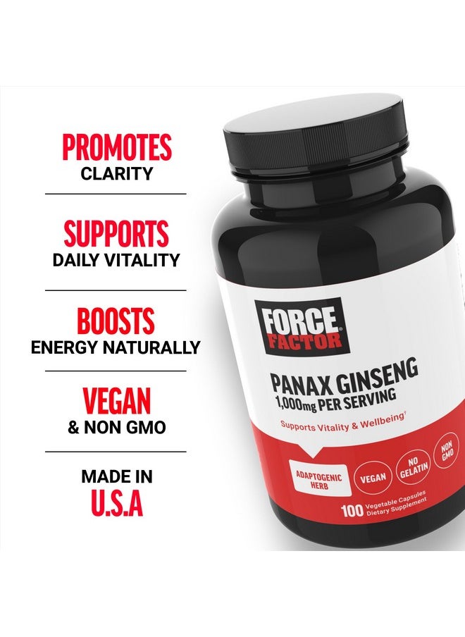 Force Factor FORCE FACTOR Panax Ginseng Adaptogenic Korean Ginseng Supplement to Support Energy, Clarity, and Well Being, Non-GMO, Vegan-Friendly, Premium Quality, 100 Capsules  - Image 2
