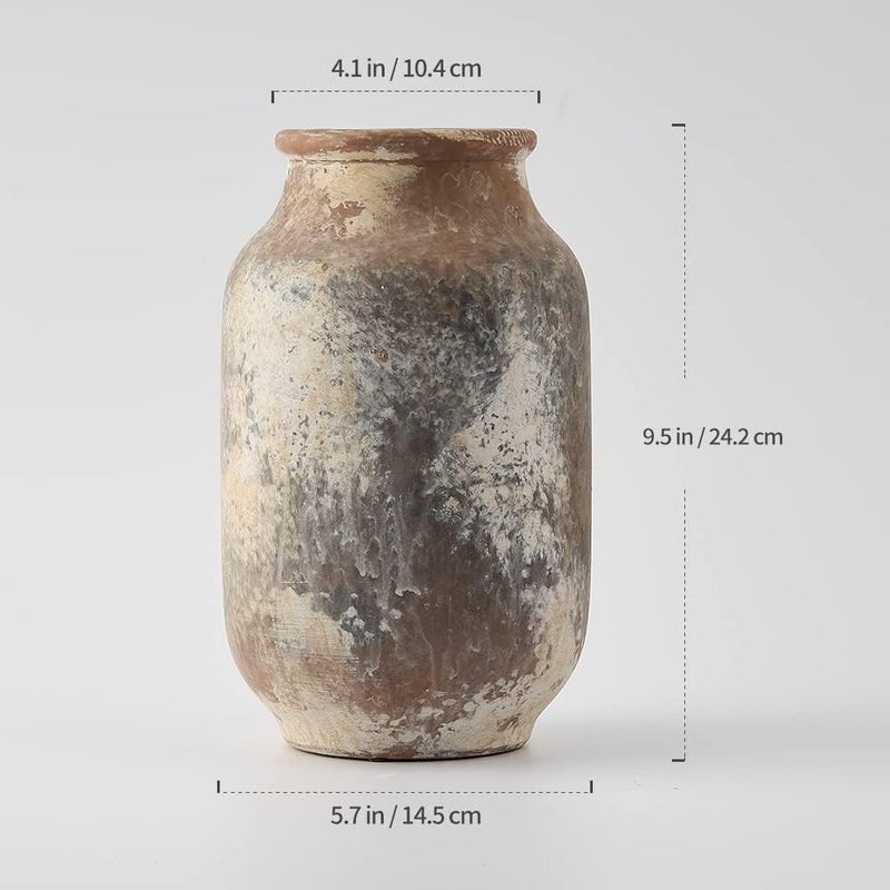 SIDUCAL Carefully engineered build Rustic Ceramic Farmhouse Flower Large Vase, Whitewashed Terra Cotta Pottery Decorative Vase for Home Decor, Table, Living Room Decoration, Shelf Decor, Mantel, 9.5 Inch, Terra Multi-price design picks - Image 5