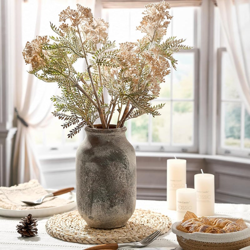 SIDUCAL Carefully engineered build Rustic Ceramic Farmhouse Flower Large Vase, Whitewashed Terra Cotta Pottery Decorative Vase for Home Decor, Table, Living Room Decoration, Shelf Decor, Mantel, 9.5 Inch, Terra Multi-price design picks - Image 3