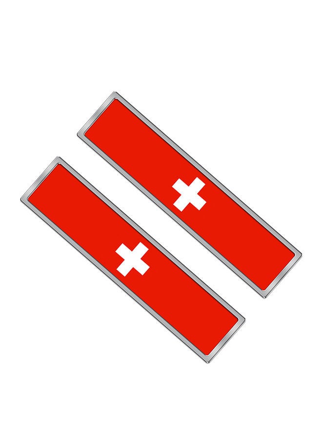 NIBEMINENT 2-Piece Swiss Flag Pattern Rectangle Car-Styling Sticker Random Decorative