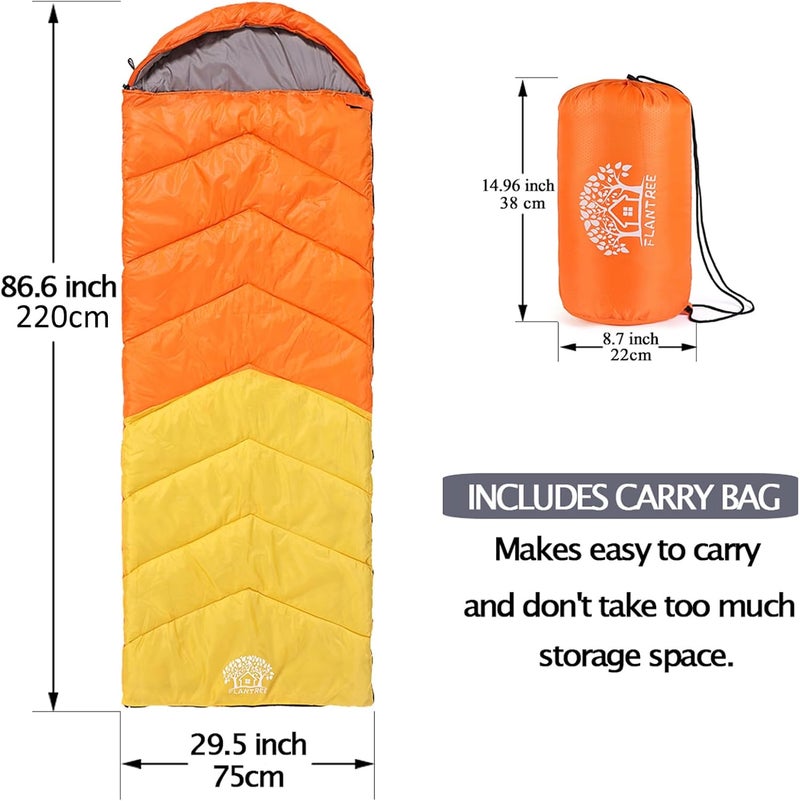 Flantree Sleeping Bag 4 Seasons Adults & Kids for Camping Hiking Trips Warm Cool Weather,Lightweight and Waterproof with Compression Bag,Indoors Outdoors Activities - Image 2