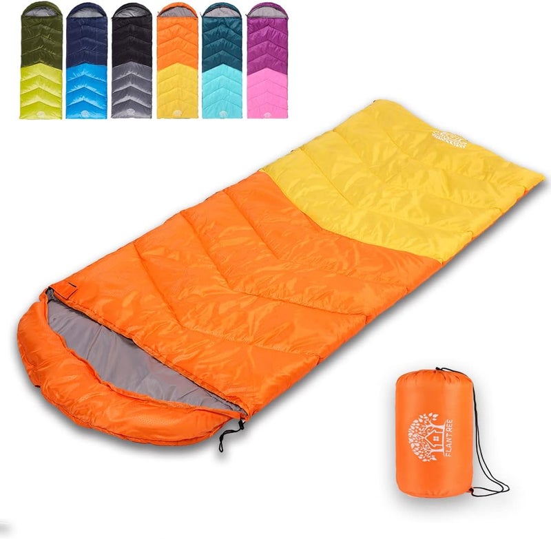 Flantree Sleeping Bag 4 Seasons Adults & Kids for Camping Hiking Trips Warm Cool Weather,Lightweight and Waterproof with Compression Bag,Indoors Outdoors Activities - Image 1